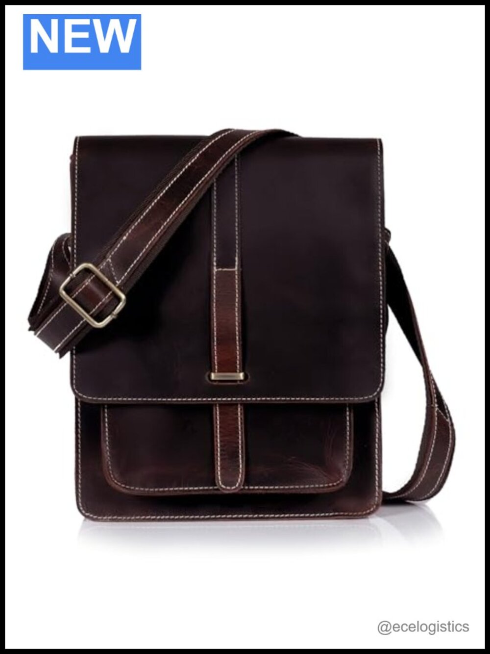 Handmade Full-Grain Leather Crossbody Bag Vintage Messenger Satchel Unisex